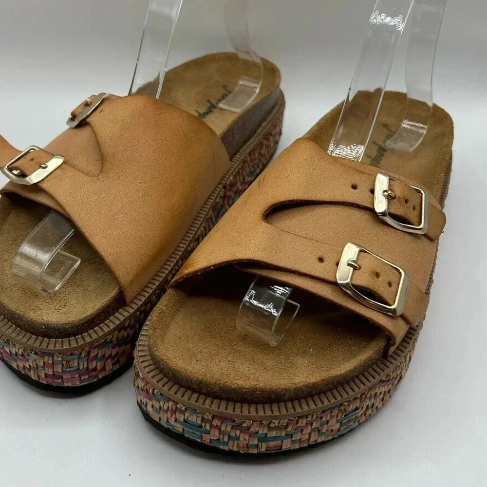 Free People Caravelle Cork Footbed Leather Platform Sandal Boho Size 9.5 - Picture 7 of 11